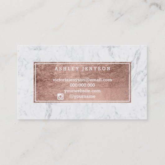 Boutique script roos gouden typografie marmer visitekaartje (Achterkant)