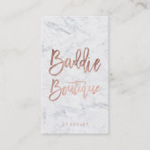 Boutique script roos gouden typografie marmer visitekaartje (Voorkant)
