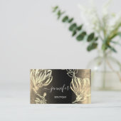 Boutique Shop Black Gold Flowers QR-code Visitekaartje (Staand voorkant)