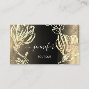 Boutique Shop Black Gold Flowers QR-code Visitekaartje