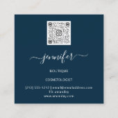 Boutique Shop Blue Navy Gray Flowers QR Logo Vierkante Visitekaartje (Achterkant)