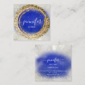 Boutique Shop Gold Royal Blue Silver Glitter Effec Vierkante Visitekaartje (Voorkant / Achterkant)