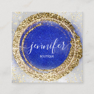 Boutique Shop Gold Royal Blue Silver Glitter Effec Vierkante Visitekaartje