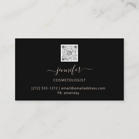 Boutique Shop QR Code Powder Blush Black Visitekaartje (Achterkant)