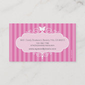 Boutique shop snoep roze streep visitekaartje (Achterkant)