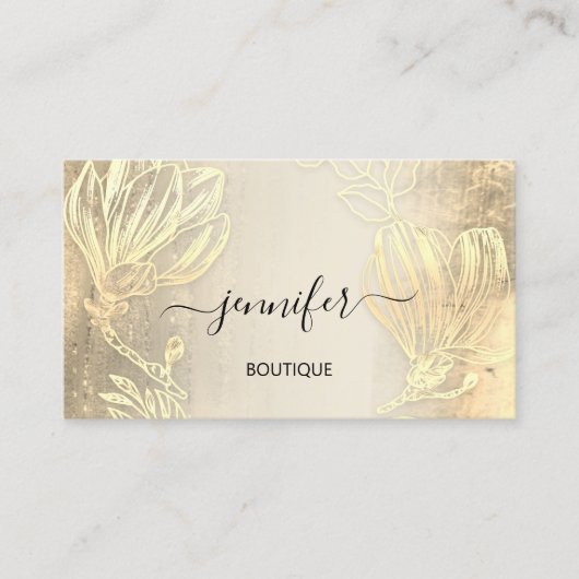 Boutique Shop SPA Gold Flowers QR-code Visitekaartje (Voorkant)