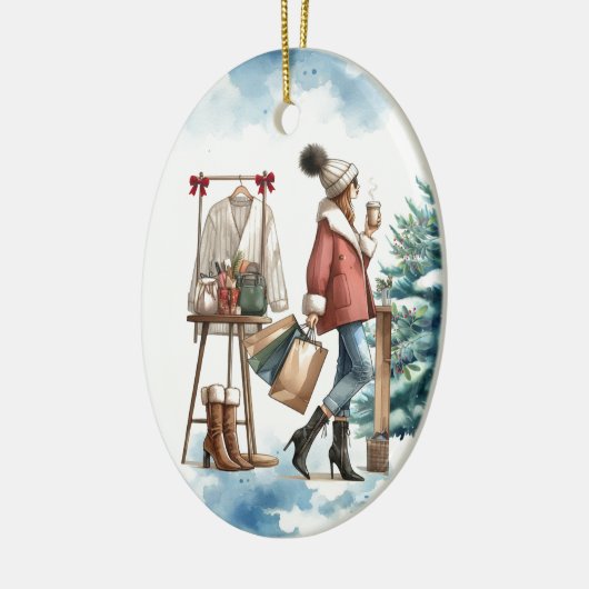 Boutique Shopping Fashionista gepersonaliseerd Keramisch Ornament (Links)