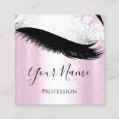 Boutique Silver. Gray Lashes Extension Pink Girly Vierkante Visitekaartje (Voorkant)