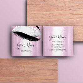 Boutique Silver. Gray Lashes Extension Pink Girly Vierkante Visitekaartje