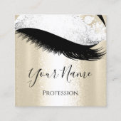 Boutique Silver. Grey Lashes Extension Gold Vierkante Visitekaartje (Voorkant)