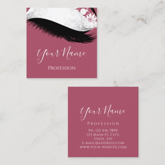 Boutique Silver. Grijze as Roos Verlenging Blush Vierkante Visitekaartje (Voorkant / Achterkant)