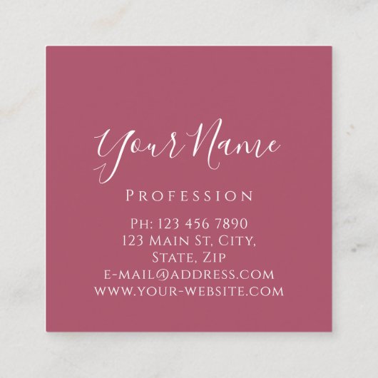 Boutique Silver. Grijze as Roos Verlenging Blush Vierkante Visitekaartje (Achterkant)