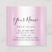 Boutique Silver. Grijze as Verlenging Roze Rose Vierkante Visitekaartje (Achterkant)