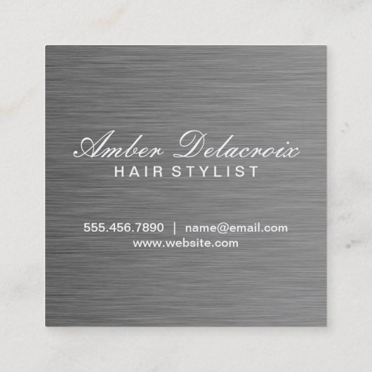 Boutique Steel | Moderne Luxe Vierkante Visitekaartje (Achterkant)