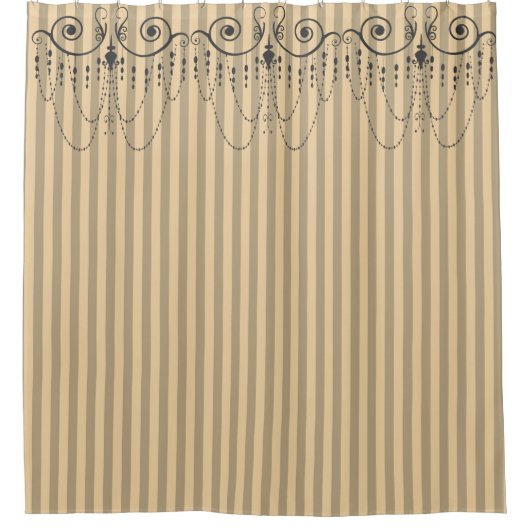 Boutique Stripes Grey/Chandeliers - Douchegordijn (Voorkant)