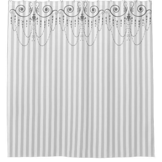 Boutique Stripes Grey/Chandeliers - Douchegordijn (Voorkant)