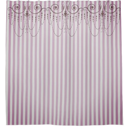 Boutique Stripes Lavender/Chandeliers - Douchegordijn (Voorkant)
