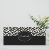 Boutique Style Cadeaubon met Zebra Print (Staand voorkant)