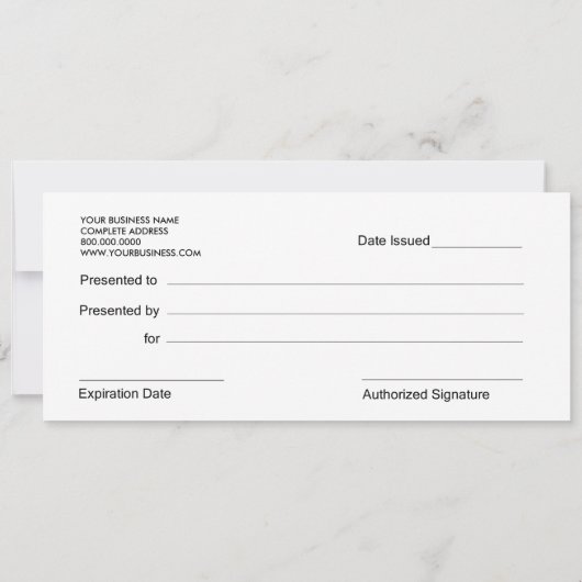 Boutique Style Cadeaubon met Zebra Print (Achterkant)