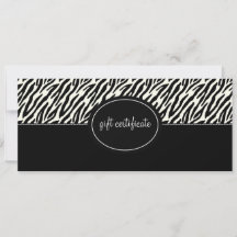 Boutique Style Cadeaubon met Zebra Print
