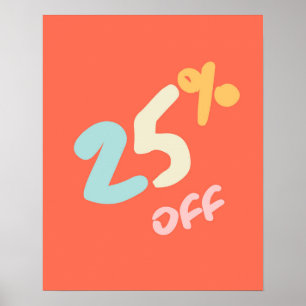 Boutique Verkoopteken, Winkelsignage, 25% korting Poster