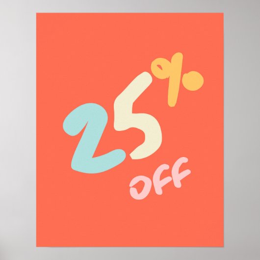 Boutique Verkoopteken, Winkelsignage, 25% korting Poster (Voorkant)