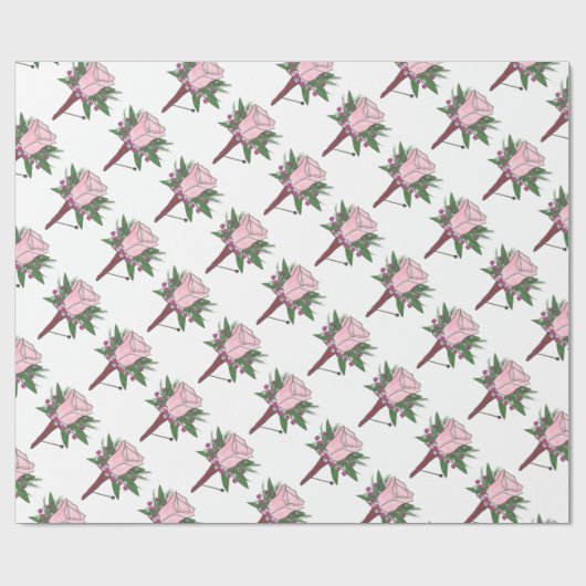 Boutonniere Roze Roze Bruiloft Bloem Groom Bloem Cadeaupapier (Vlak)