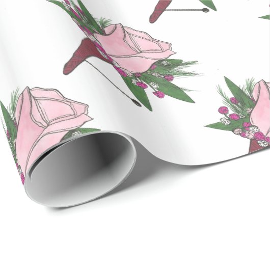 Boutonniere Roze Roze Bruiloft Bloem Groom Bloem Cadeaupapier (Rol Hoek)