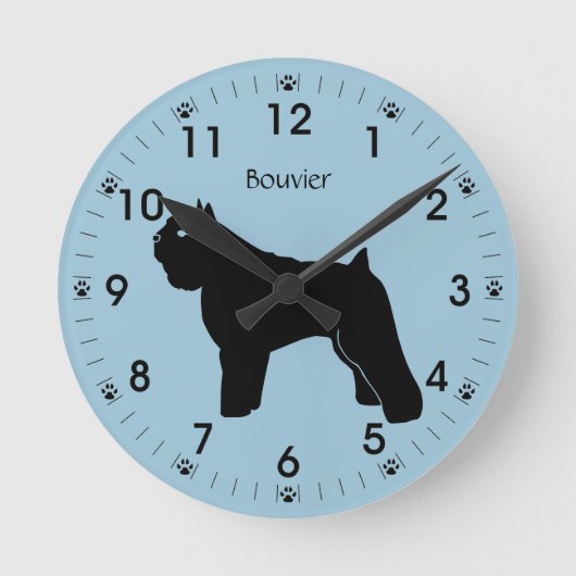 Bouvier des Flanders Dog Silhouette gepersonalisee Ronde Klok (Voorkant)