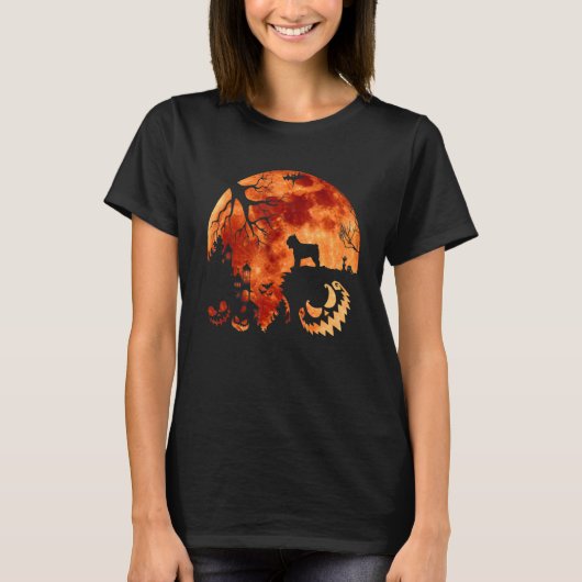 Bouvier des Flandre en Moon Halloween kostuum Pum T-shirt (Voorkant)