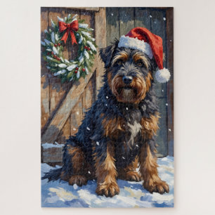 Bouvier des Flandres Besneërde Boerderij Kerst Legpuzzel