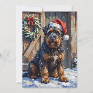 Bouvier des Flandres Besneërde Boerderij Kerstmis Feestdagenkaart