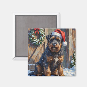 Bouvier des Flandres Besneërde Boerderij Kerstmis Magneet