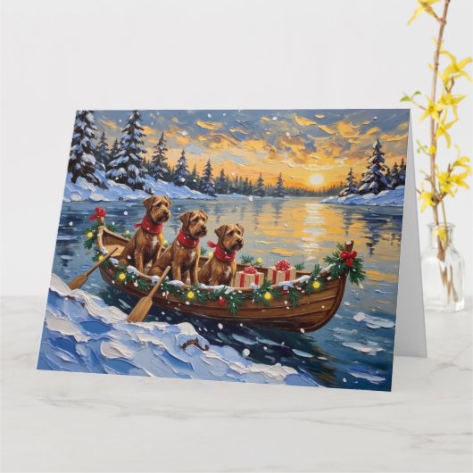 Bouvier des Flandres Christmas Boat Holiday Kaart (Gele Bloem)