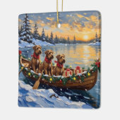 Bouvier des Flandres Christmas Boat Holiday Keramisch Ornament (Links)