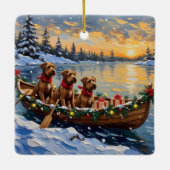 Bouvier des Flandres Christmas Boat Holiday Keramisch Ornament (Achterkant)