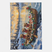 Bouvier des Flandres Christmas Boat Holiday Theedoek (Verticaal)