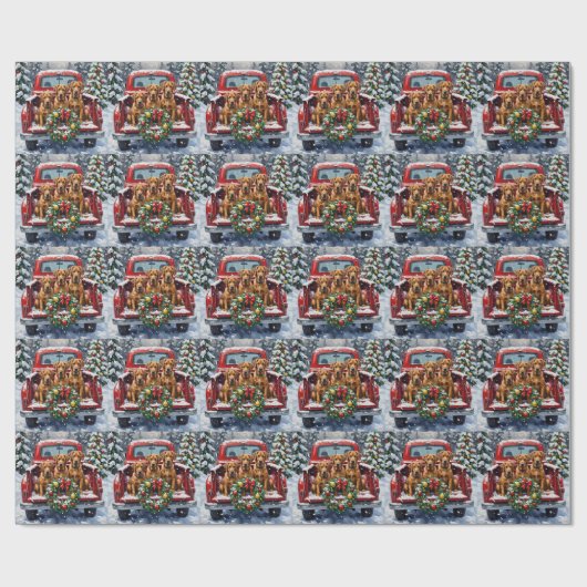 Bouvier des Flandres Christmas Red Truck Holiday Cadeaupapier (Vlak)