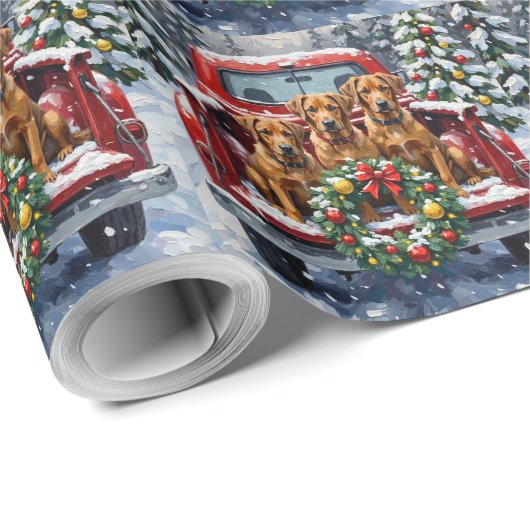 Bouvier des Flandres Christmas Red Truck Holiday Cadeaupapier (Rol Hoek)