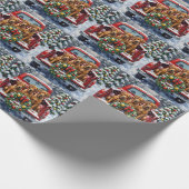 Bouvier des Flandres Christmas Red Truck Holiday Cadeaupapier (Hoek)