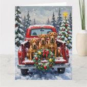 Bouvier des Flandres Christmas Red Truck Holiday Kaart (Voorkant)