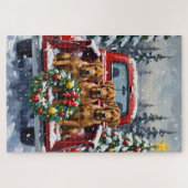 Bouvier des Flandres Christmas Red Truck Holiday Legpuzzel (Horizontaal)