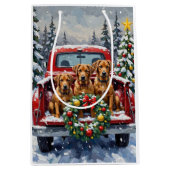 Bouvier des Flandres Christmas Red Truck Holiday Medium Cadeauzakje (Voorkant)