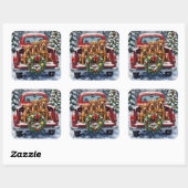 Bouvier des Flandres Christmas Red Truck Holiday Vierkante Sticker (Vel)