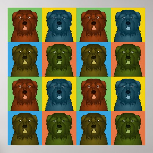 Bouvier des Flandres Dog Cartoon Pop-Art Poster (Voorkant)