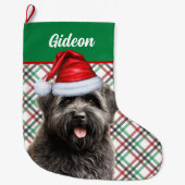 Bouvier des Flandres Dog Plaid Gepersonaliseerd Grote Kerstsok (Voorkant)