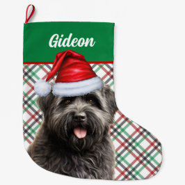 Bouvier des Flandres Dog Plaid Gepersonaliseerd Grote Kerstsok