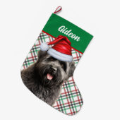 Bouvier des Flandres Dog Plaid Gepersonaliseerd Grote Kerstsok (Voorkant (Hangend))
