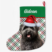 Bouvier des Flandres Dog Plaid Gepersonaliseerd Grote Kerstsok (Achterkant)