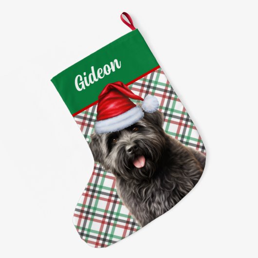 Bouvier des Flandres Dog Plaid Gepersonaliseerd Grote Kerstsok (Achterkant (Hangend))
